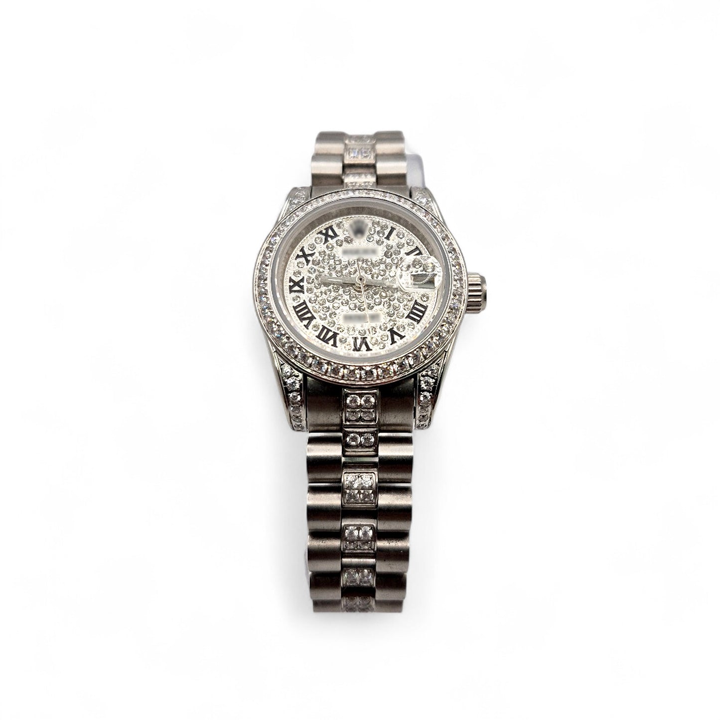 RLX DTJ - Silver Watch (Iced Out) - Roman Markers