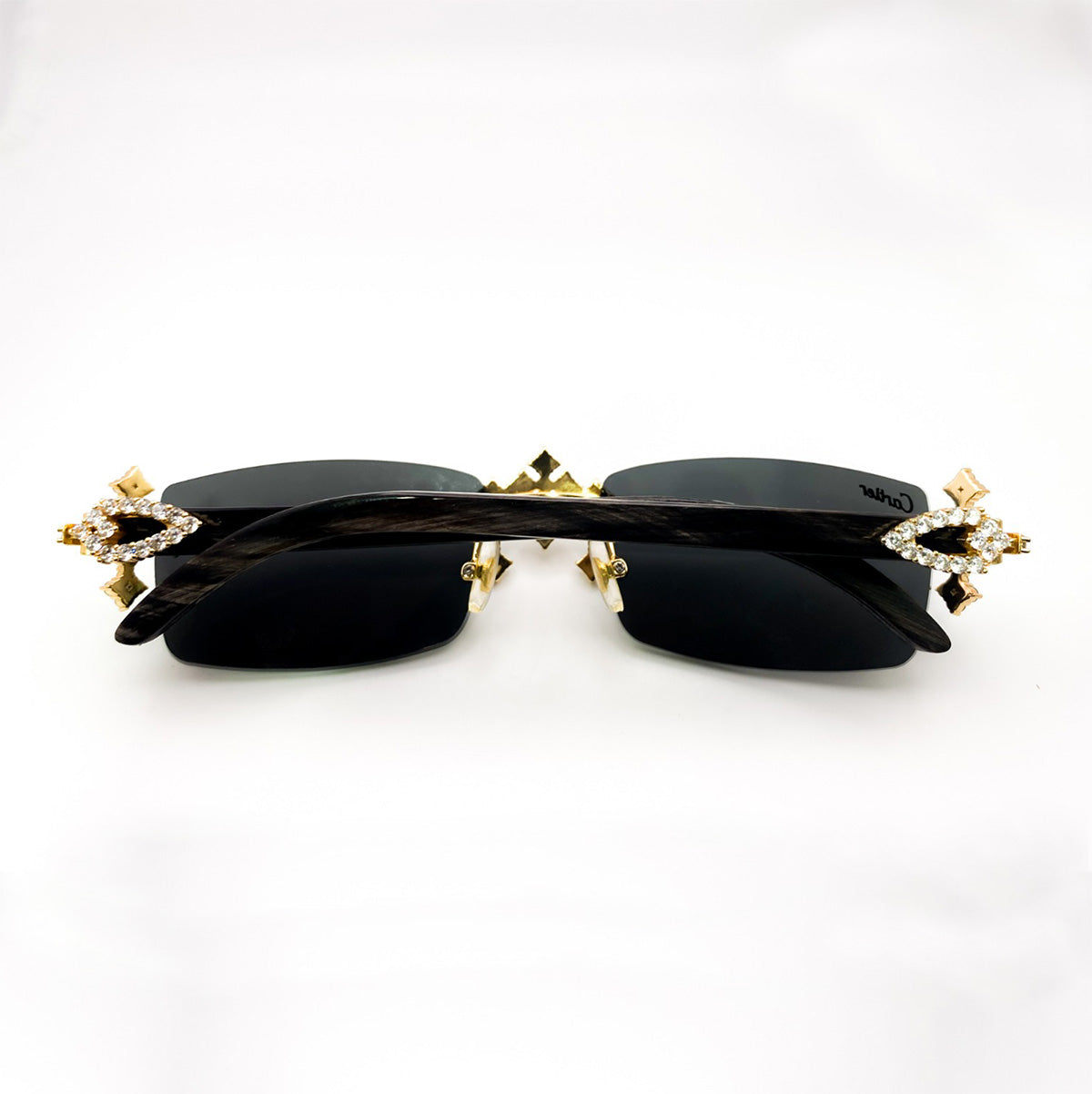 Gold Black Buffs w/ Black Lenses - Custom Diamond Cross Set