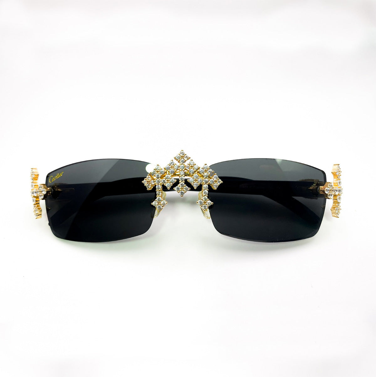 Gold Black Buffs w/ Black Lenses - Custom Diamond Cross Set