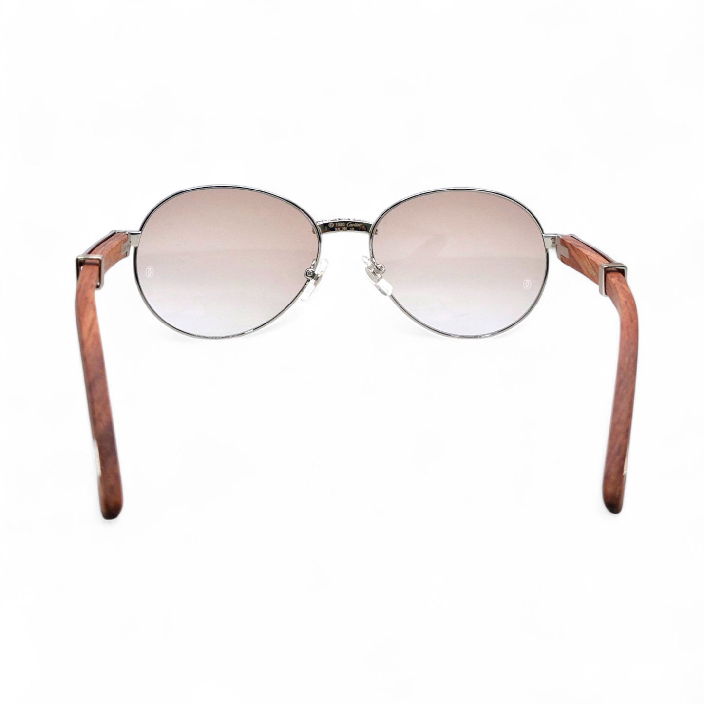 Bagatelle (Iced - Moissanite) - 55-18 Silver Woods Sunglasses w/ Round Lenses - Moissanite Diamonds Set (90s)