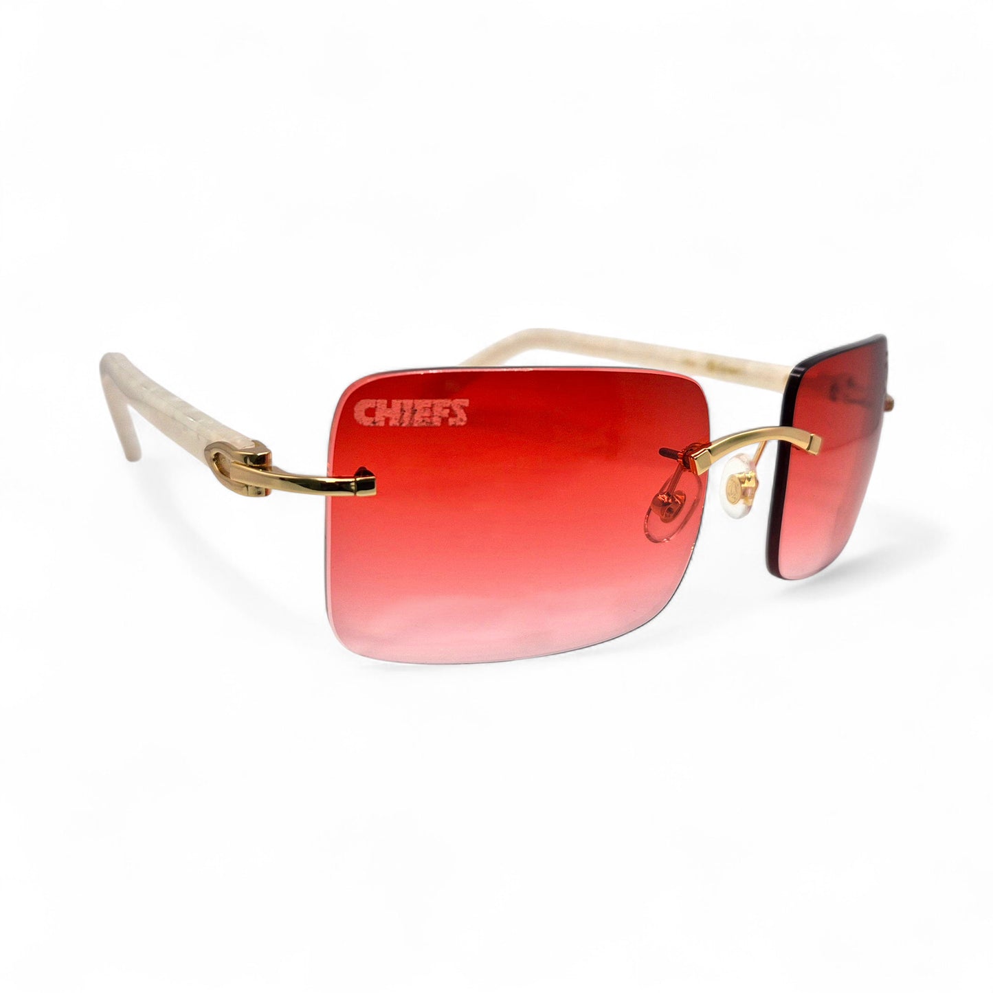 C Decor "KC Chiefs" - Gold White Marbles/Woods Sunglasses w/ Custom Lenses (2025)