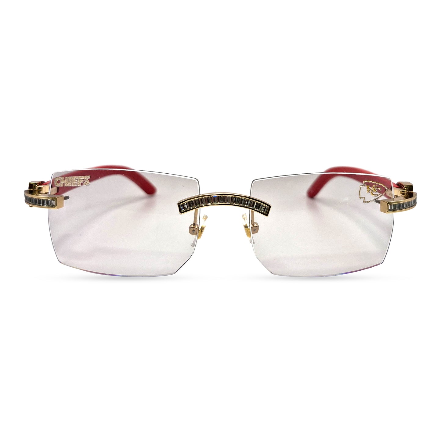 C Decor "KC Chiefs" - Gold White Marbles/Woods Sunglasses w/ Custom Lenses (2025)