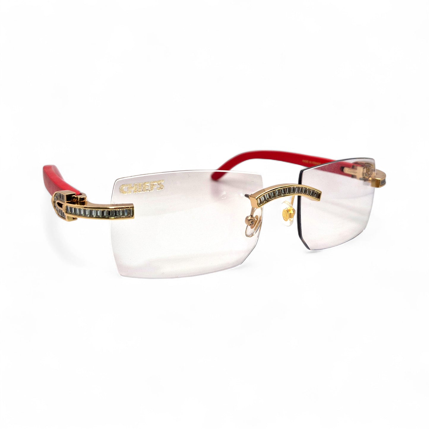 C Decor "KC Chiefs" - Gold White Marbles/Woods Sunglasses w/ Custom Lenses (2025)