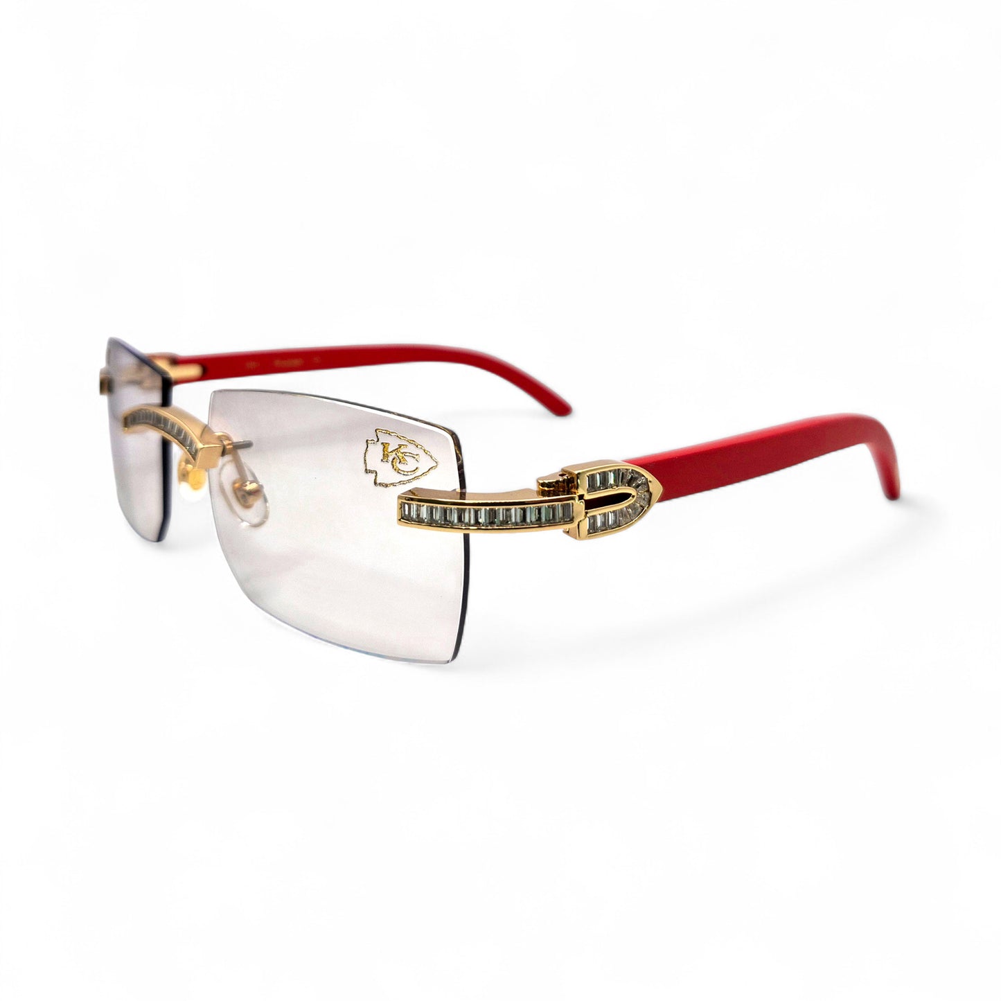 C Decor "KC Chiefs" - Gold White Marbles/Woods Sunglasses w/ Custom Lenses (2025)