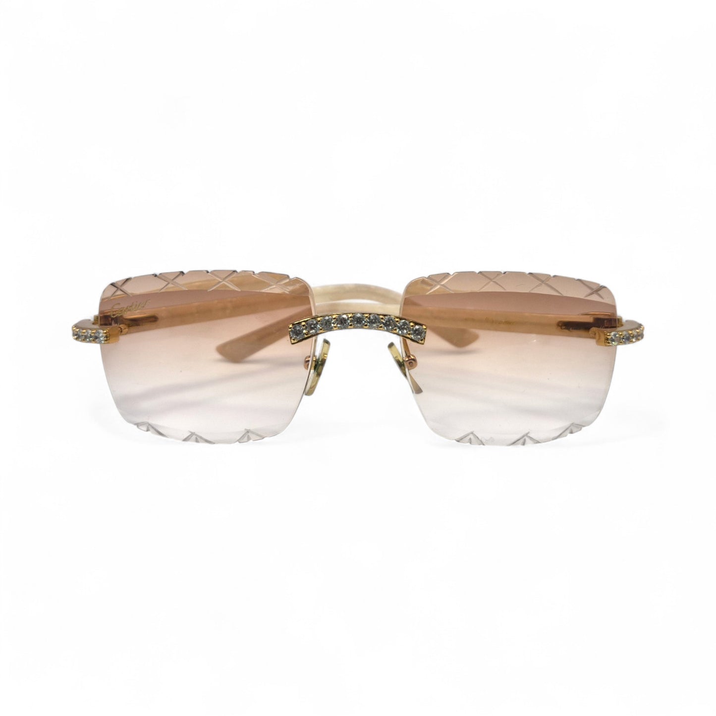 C Decor Marbles (Iced - Diamond Cut) - Gold White Marbles Sunglasses w/ Light Hennessy Brown Lenses (2010s)