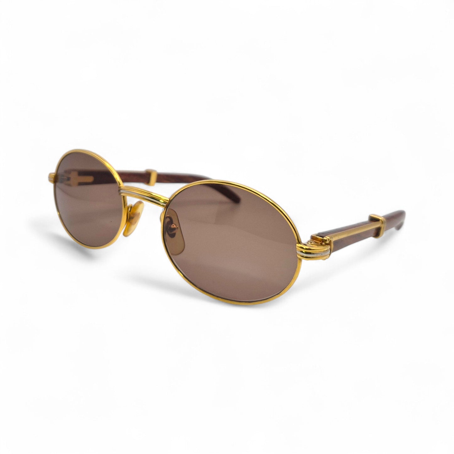 Cartier Giverny - 53-22 Gold Woods w/ Brown Oval Lenses - Authentic Sunglasses