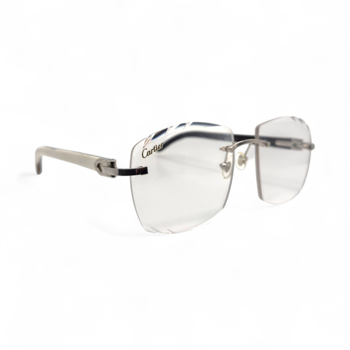 C Decor - Silver White Buffs Eyeglasses w/ Transition Brown Lenses