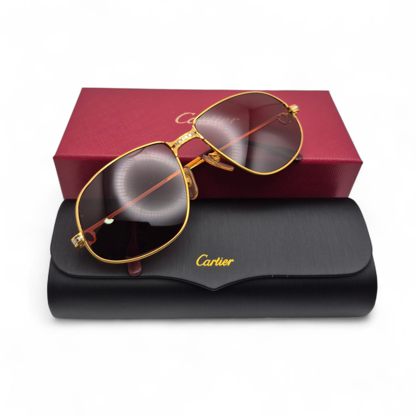 Authentic Cartier Panthere GM - Gold Wires Sunglasses w/ Brown Lenses (80s)