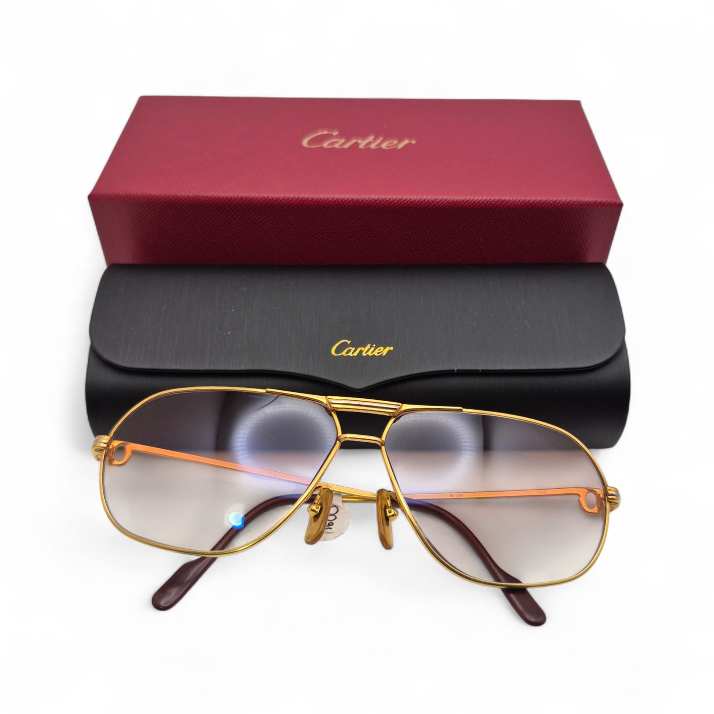 Authentic Cartier Santos (Vintage Aviators) - Gold Wires Sunglasses (80s)