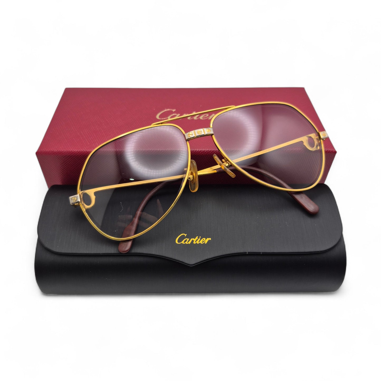Authentic Cartier Santos (Vintage Aviators) - Gold Wires Sunglasses (Screw Bridge)