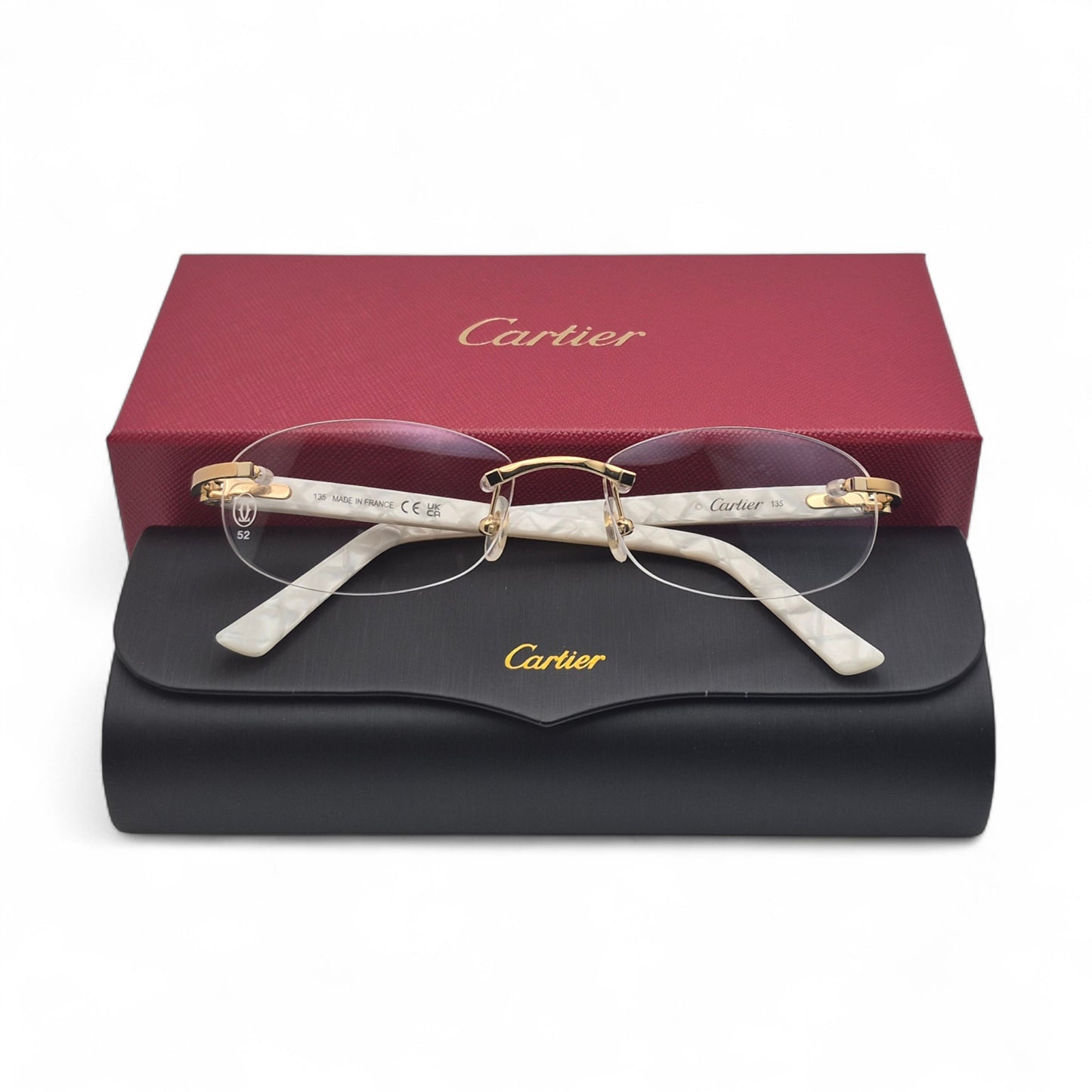CT0056O Authentic Cartier C Decor - 52-16 Acetate Marbles Eyeglasses (2020s)