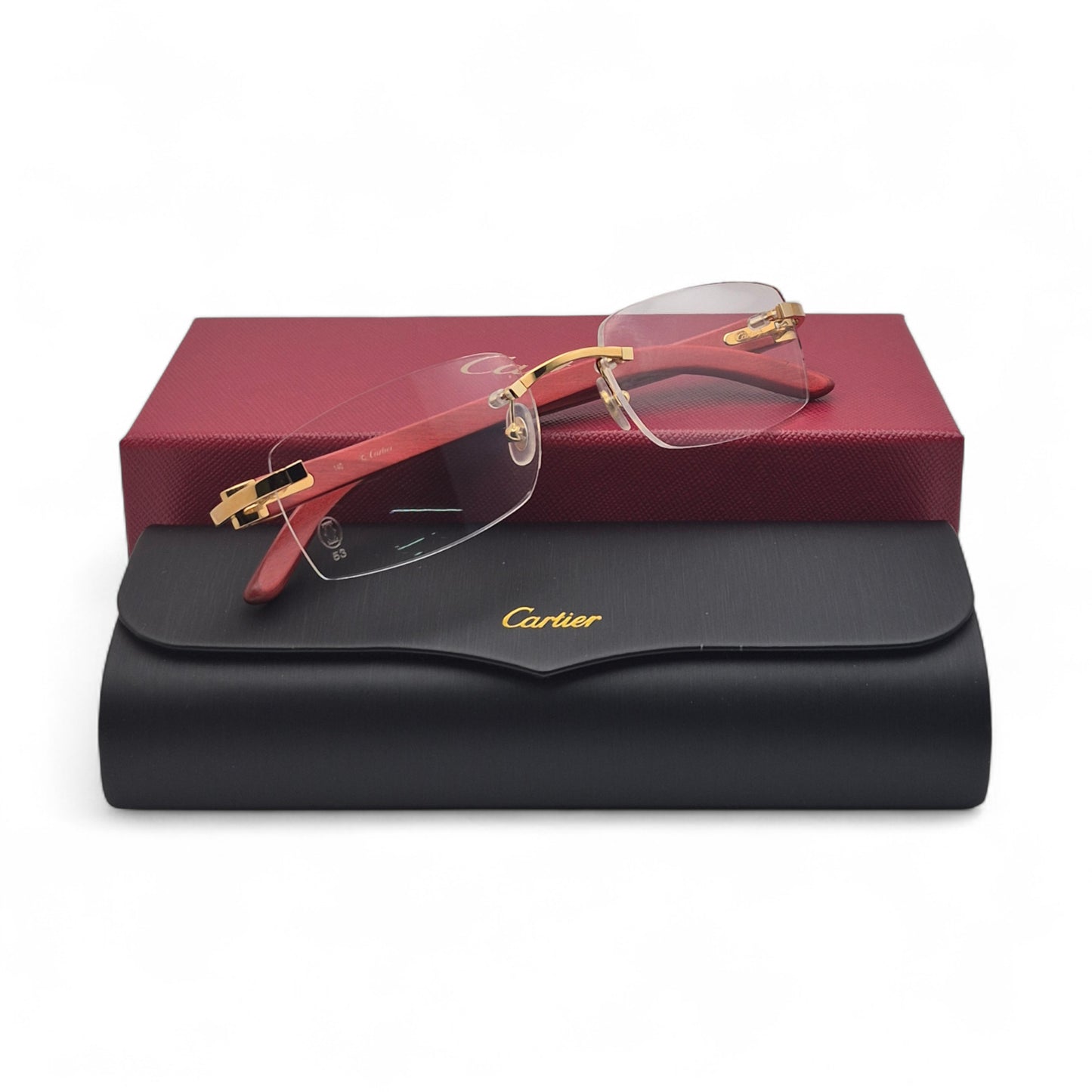 CT0052O Authentic Cartier C Decor - Gold Red Woods Eyeglasses (2020s)