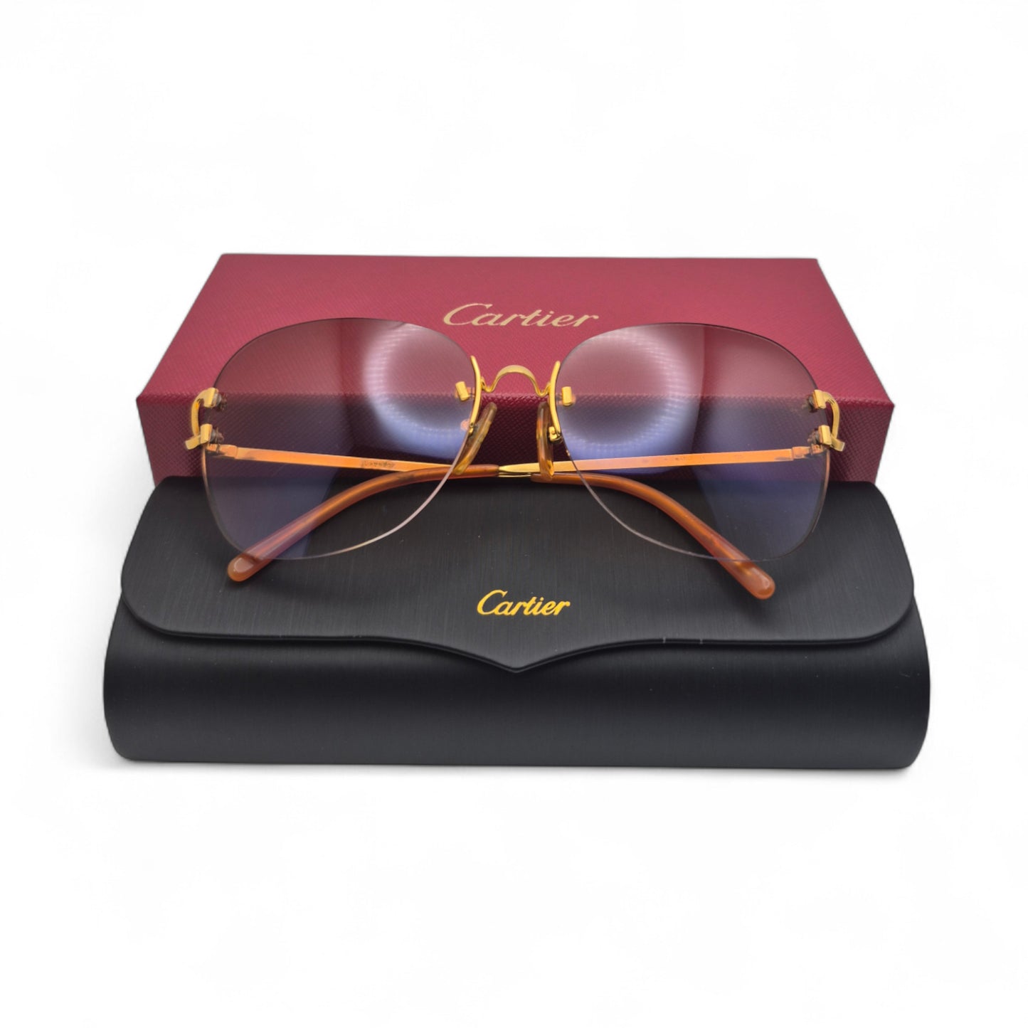 Authentic Cartier Signature C - 58-20 Big C Gold Wires w/ Hennessy Brown Lenses (2000s)
