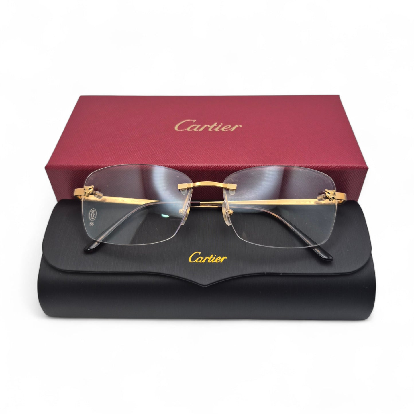 Authentic Cartier Panthere - 56-15 Gold Wires Eyeglasses