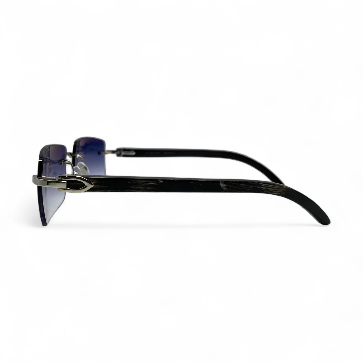 C Decor Buffs - Silver Black Genuine Horn Sunglasses (2010s)