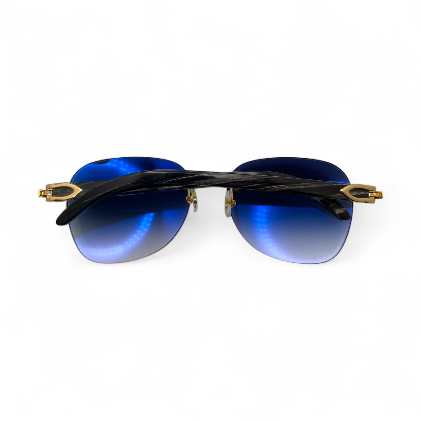 C Decor Buffs - Gold Black Genuine Horn Sunglasses (2010s)