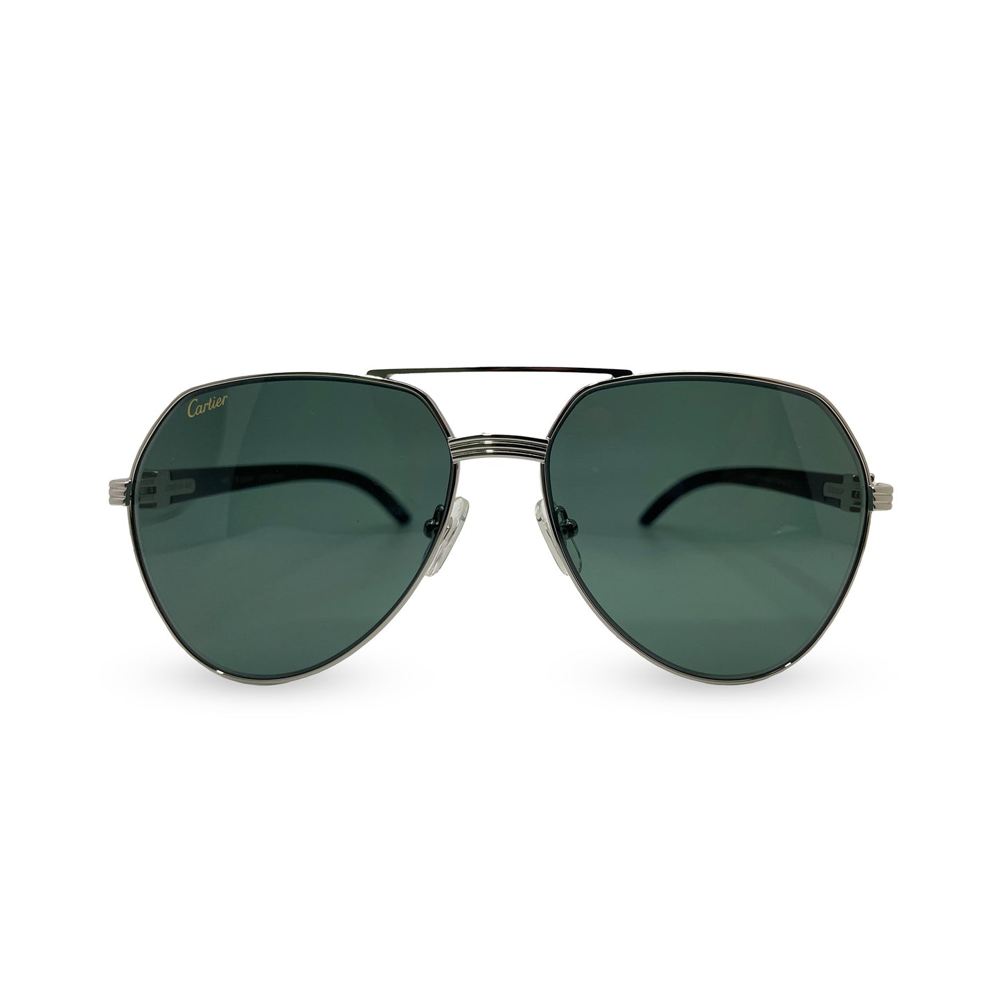 (2023) Santos Aviators - Silver Buffs w/ Dark Green Faded Lenses
