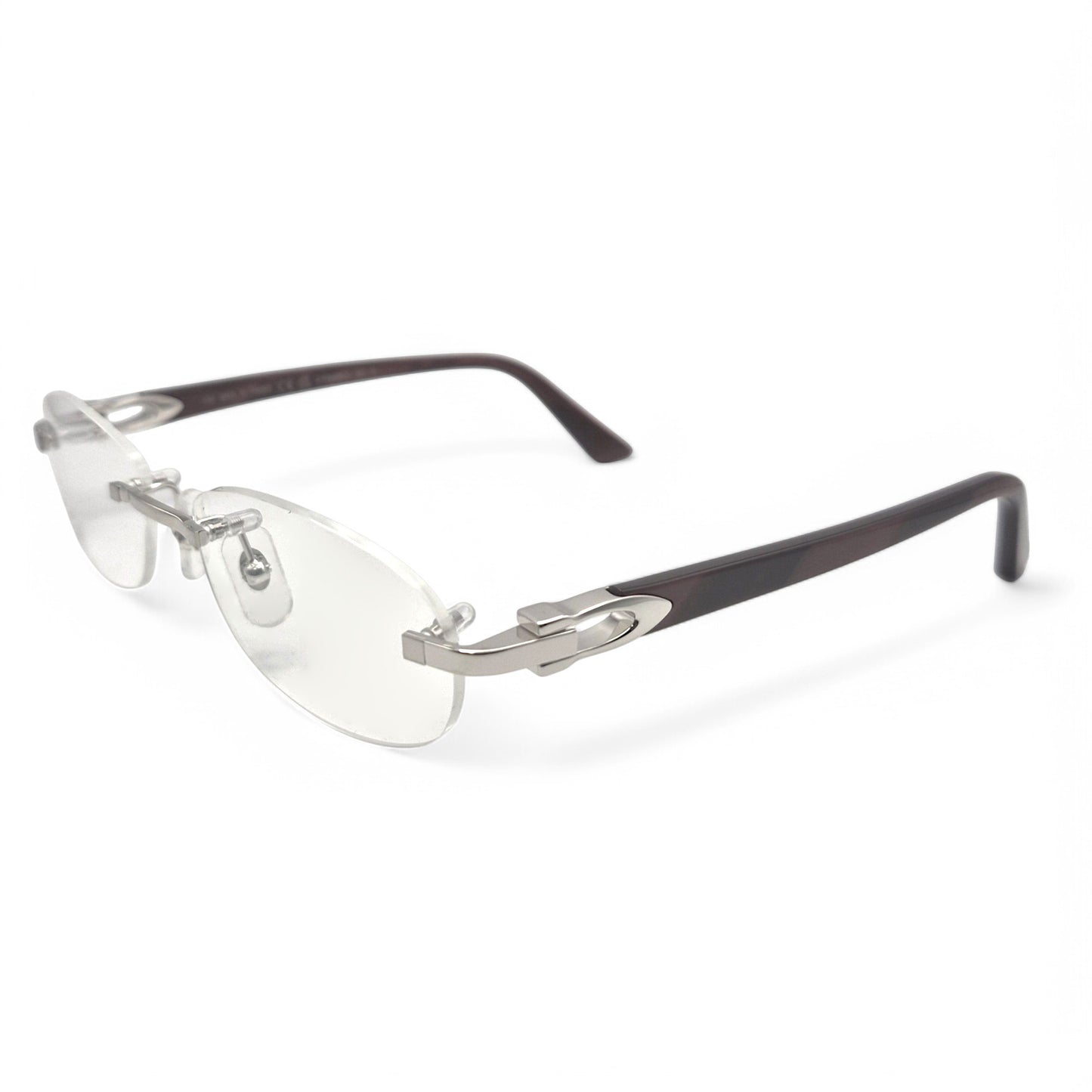 Cartier C Decor - Silver Acetate Marbles w/ Clear Lenses - Authentic