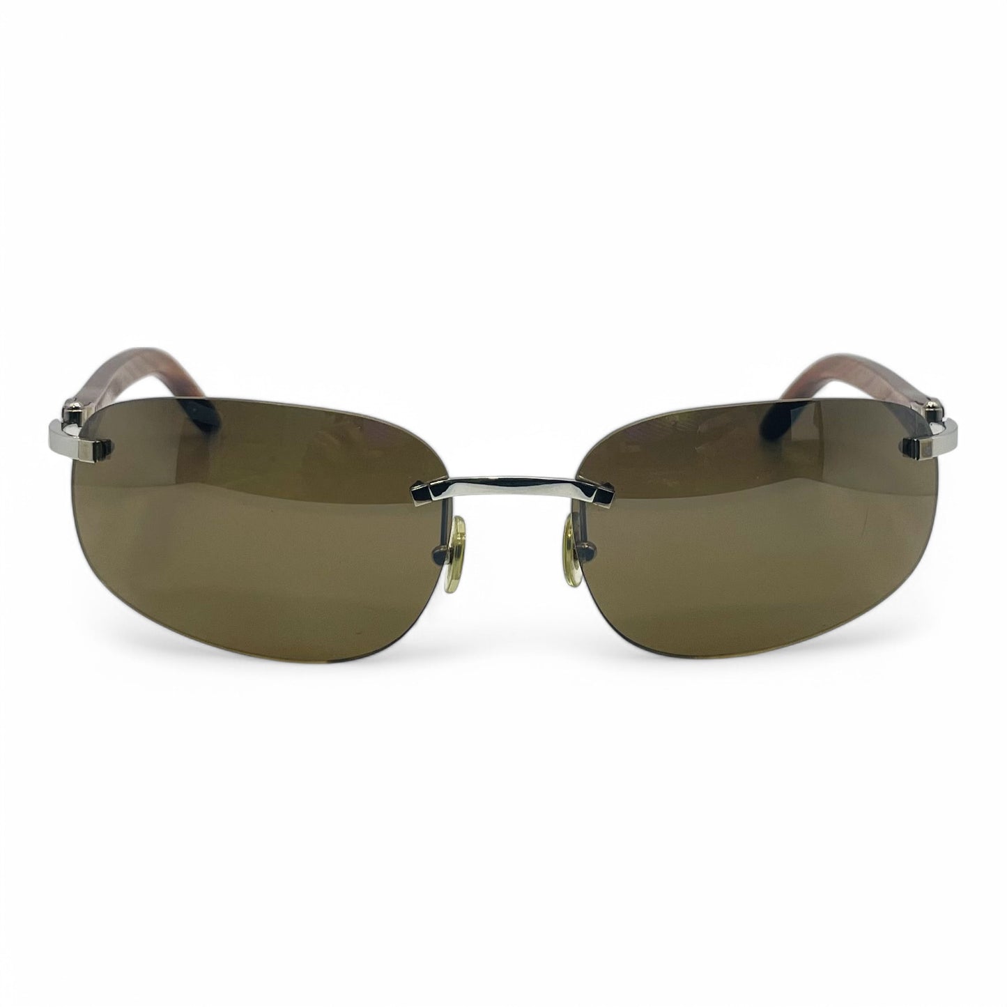 CT0046S Authentic Cartier C Decor - 56-18 White Horns & Bubinga Woods Sunglasses w/ Dark Brown Lenses (2010s)