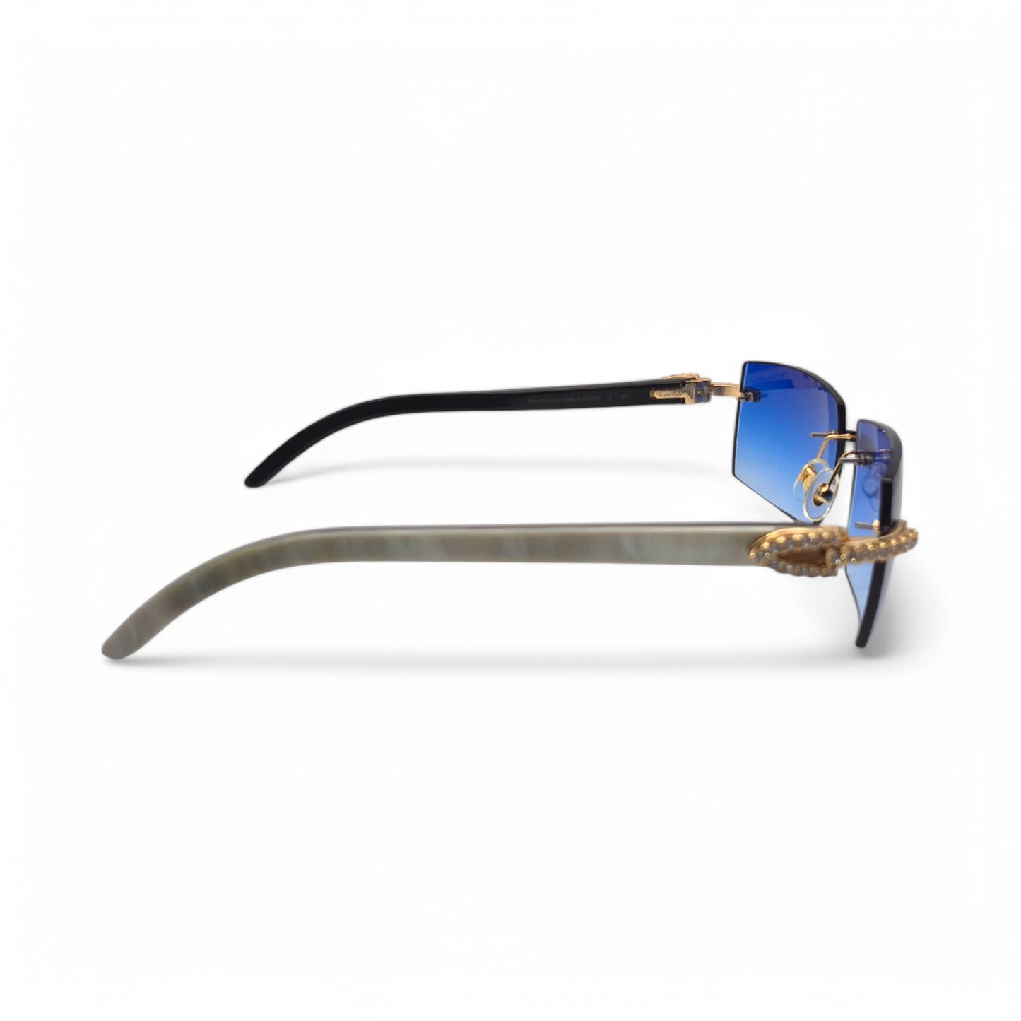 C Decor - Gold White Buffs w/ Cobalt Blue Lenses & Diamonds Prong Set