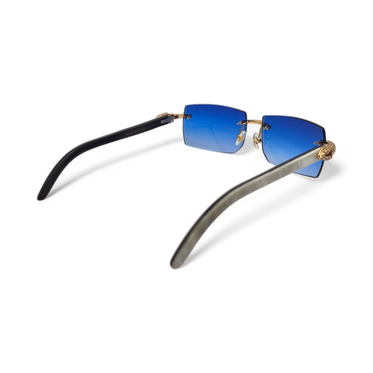 C Decor - Gold White Buffs w/ Cobalt Blue Lenses & Diamonds Prong Set