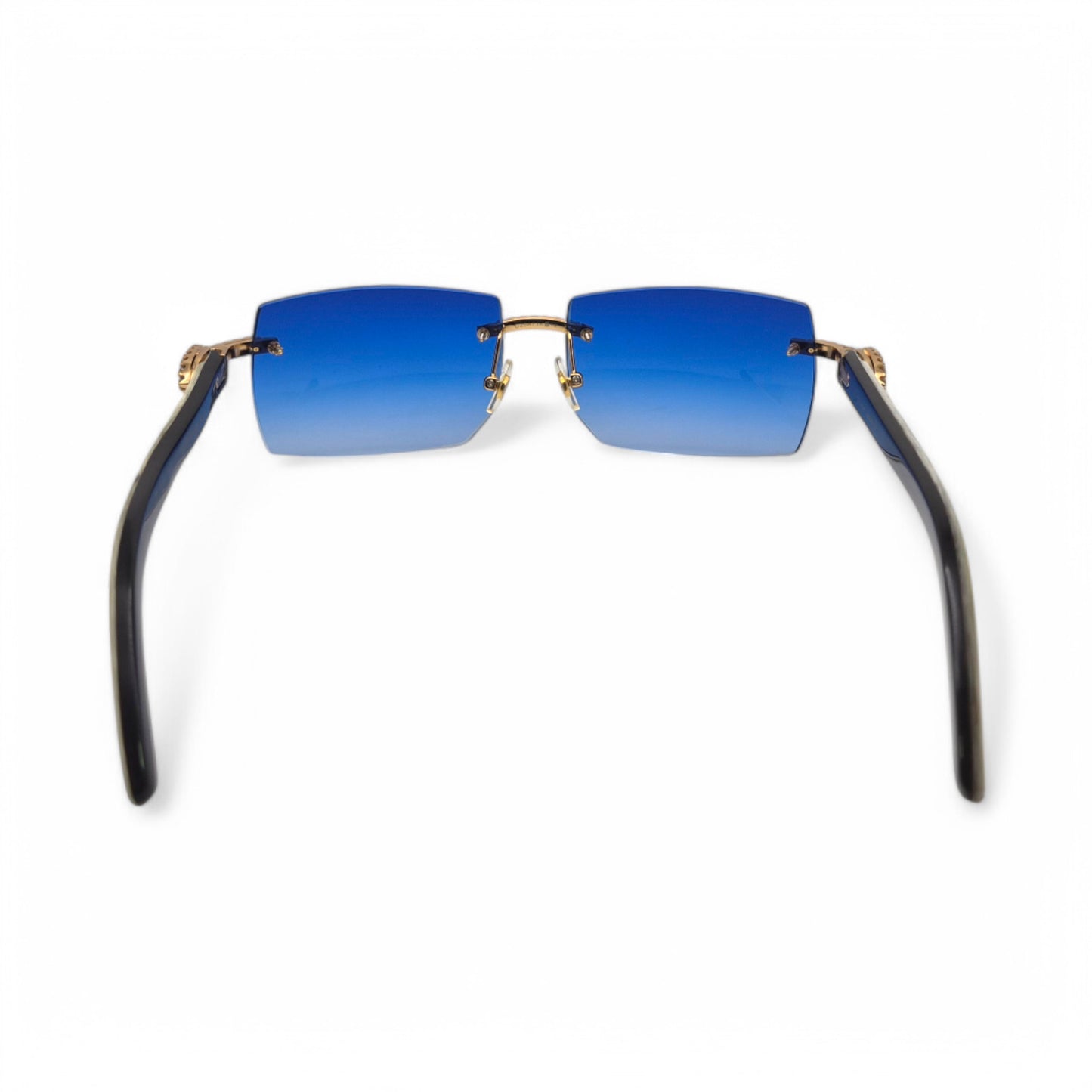 C Decor - Gold White Buffs w/ Cobalt Blue Lenses & Diamonds Prong Set
