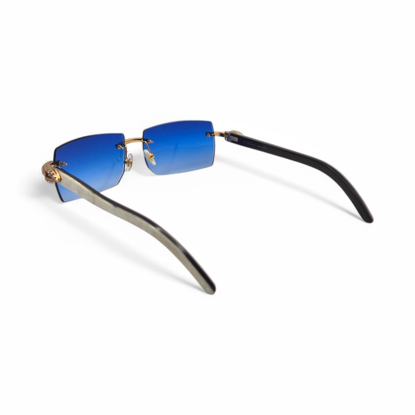 C Decor - Gold White Buffs w/ Cobalt Blue Lenses & Diamonds Prong Set