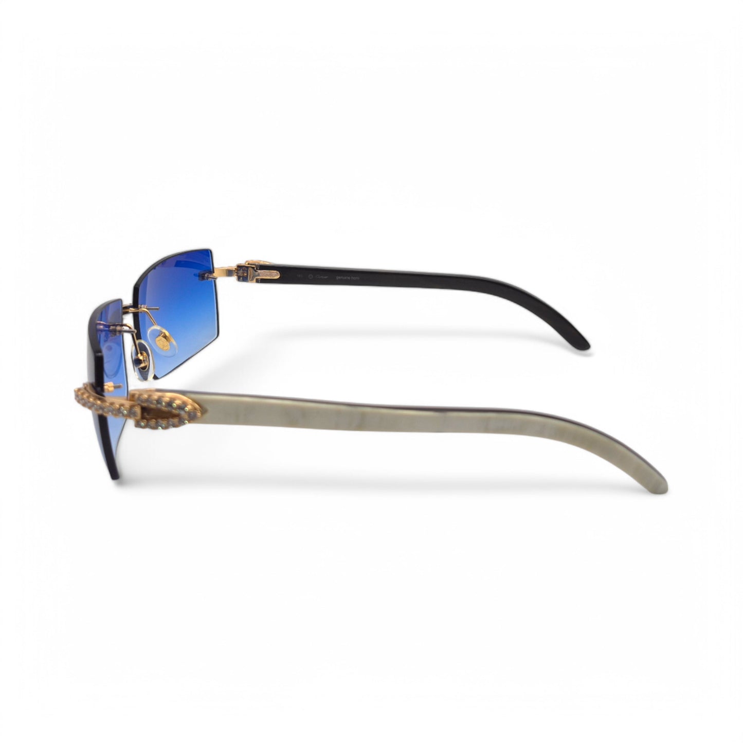 C Decor - Gold White Buffs w/ Cobalt Blue Lenses & Diamonds Prong Set
