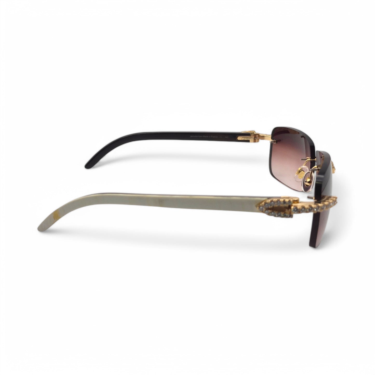C Decor - Gold White Buffs w/ Wine Red Lenses & Diamonds Prong Set