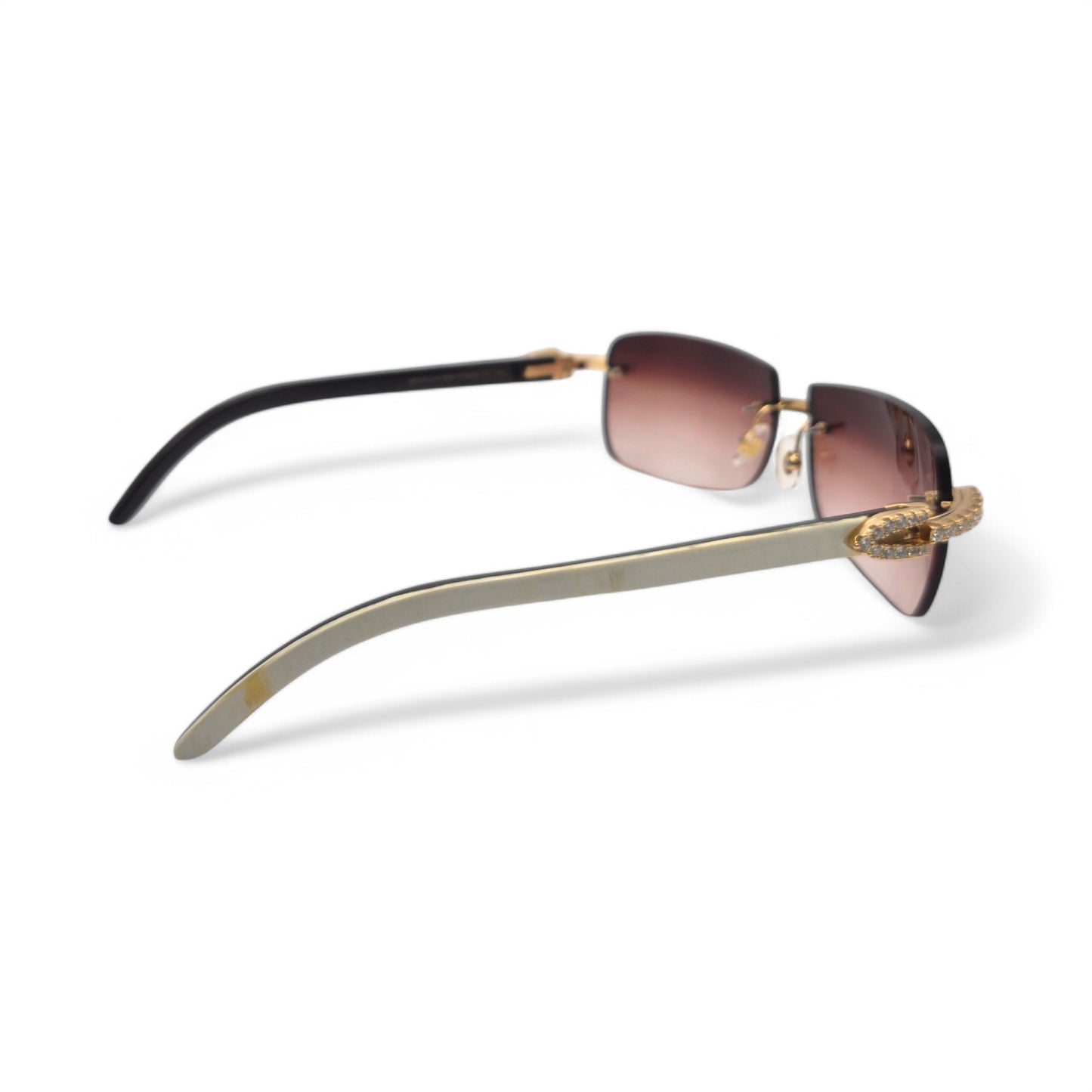 C Decor - Gold White Buffs w/ Wine Red Lenses & Diamonds Prong Set