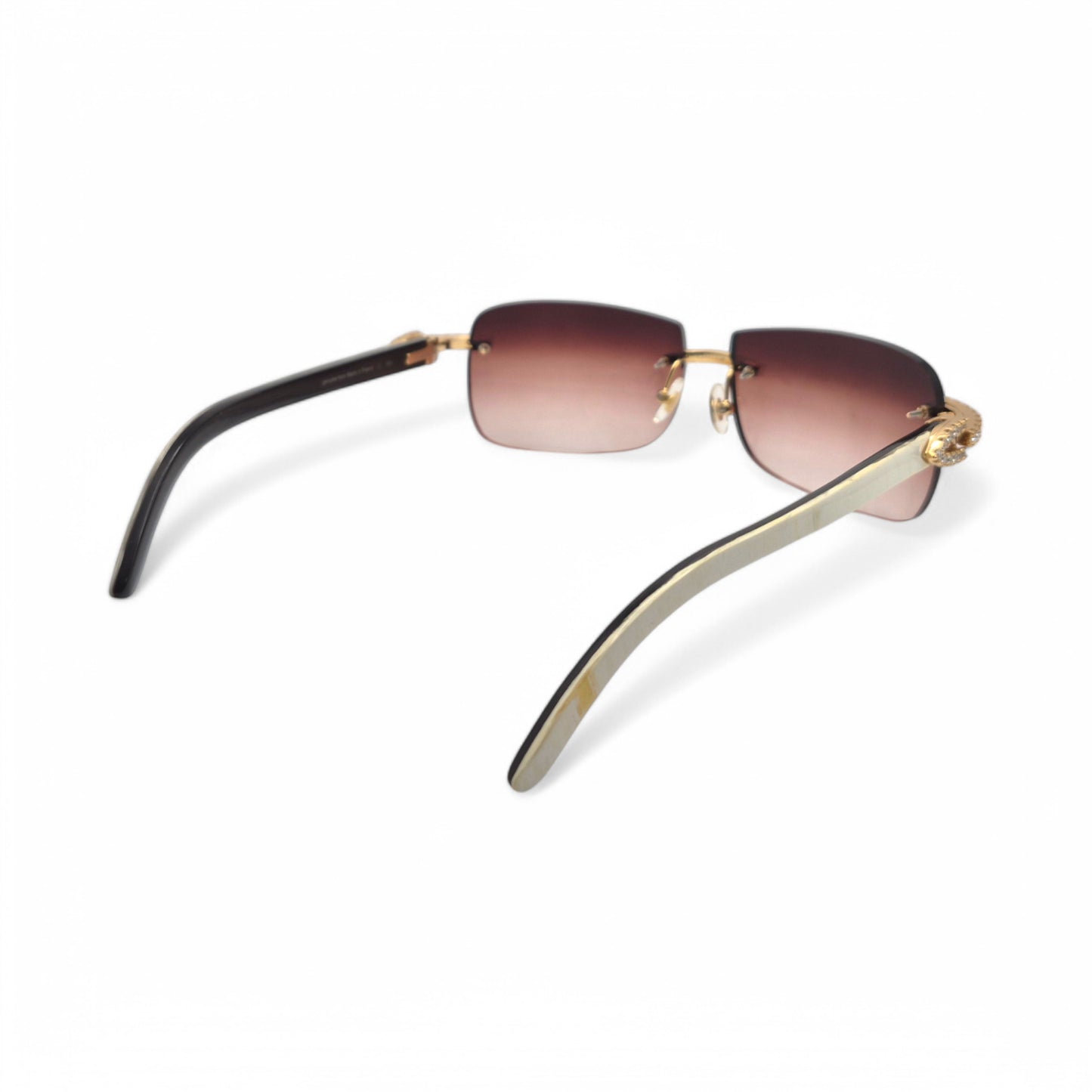 C Decor - Gold White Buffs w/ Wine Red Lenses & Diamonds Prong Set