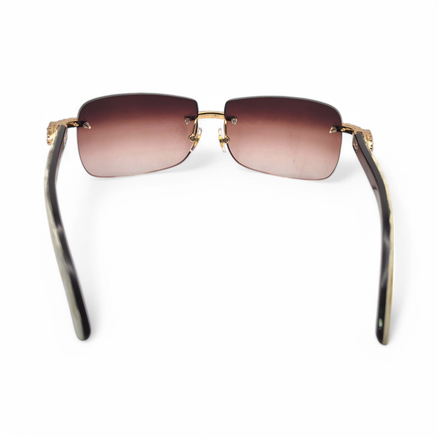 C Decor - Gold White Buffs w/ Wine Red Lenses & Diamonds Prong Set