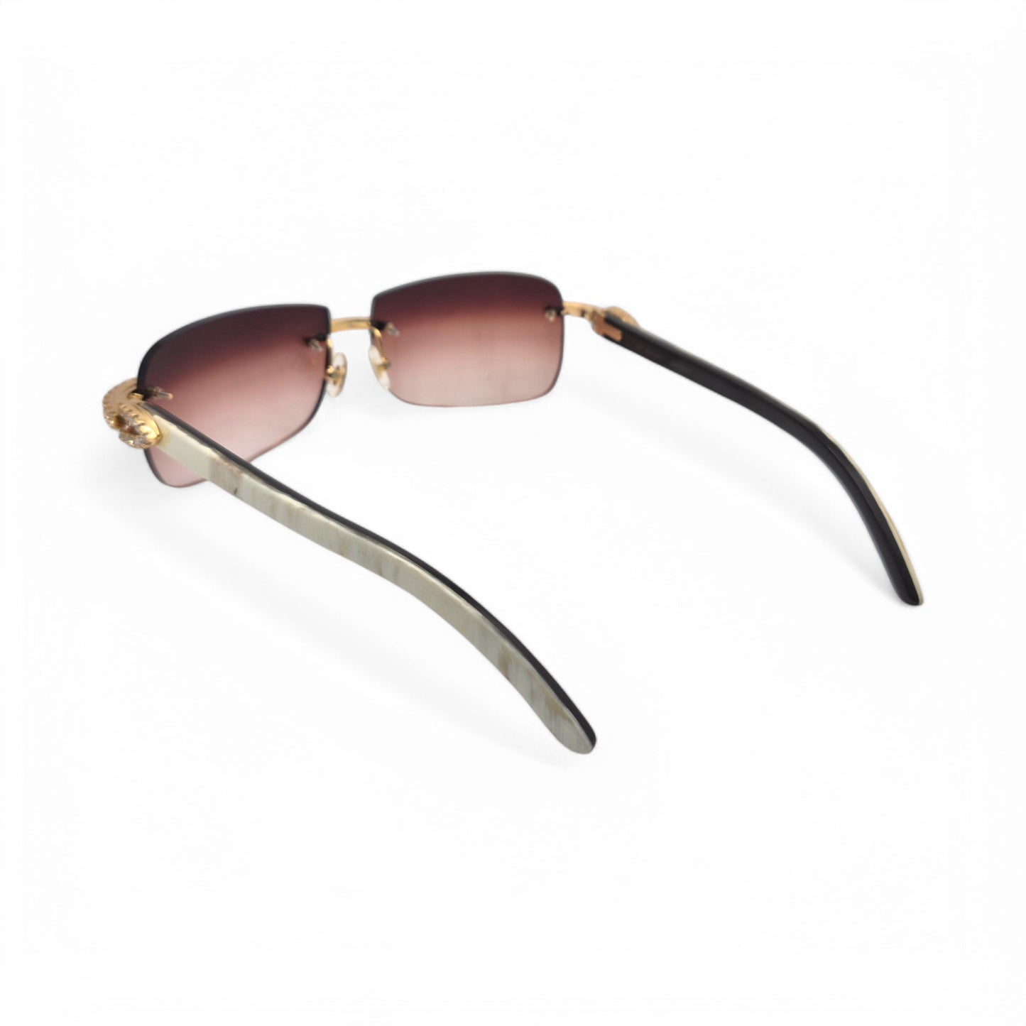 C Decor - Gold White Buffs w/ Wine Red Lenses & Diamonds Prong Set