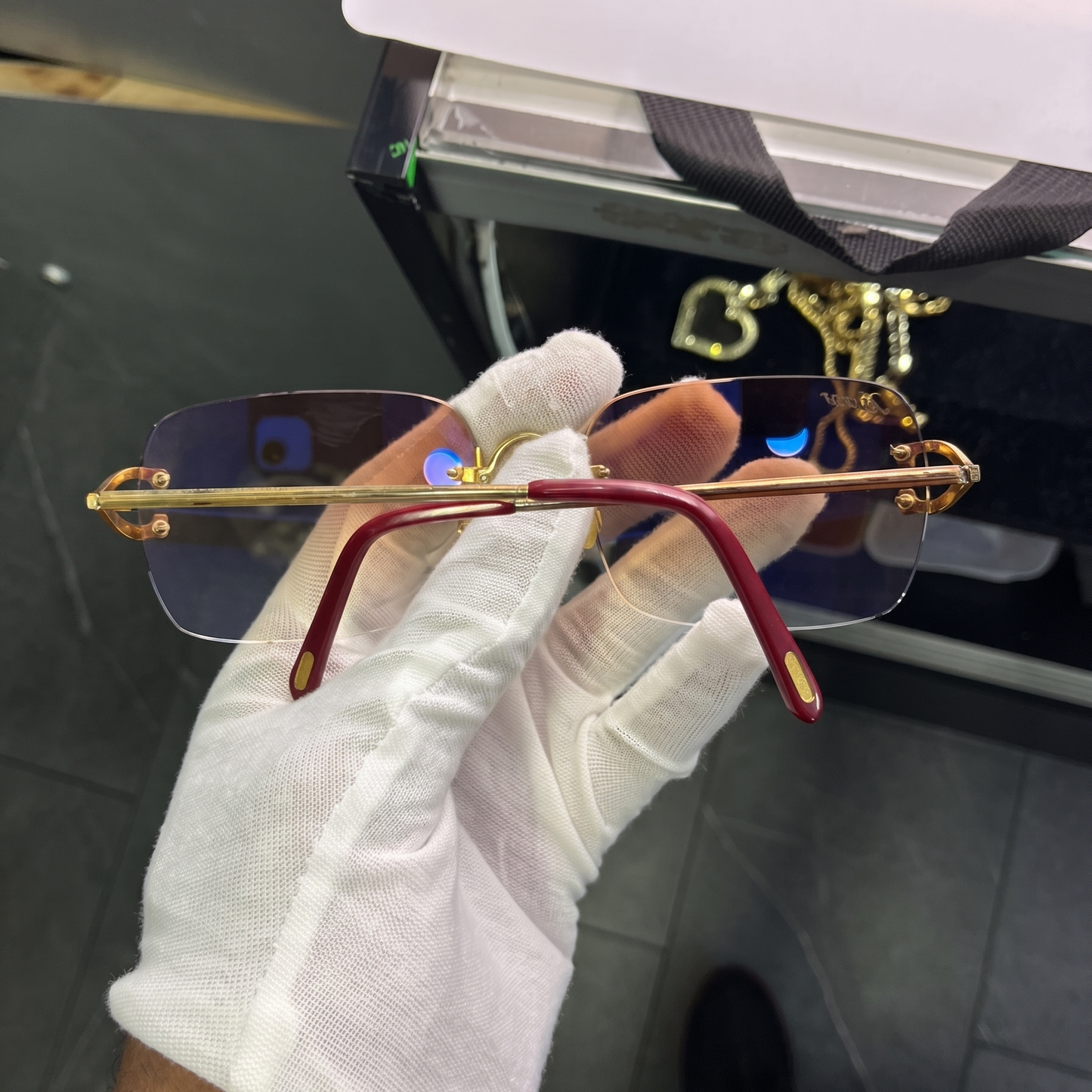 Big C Decor - Gold Wires Sunglasses w/ Hennessy Brown Lenses (Split C)