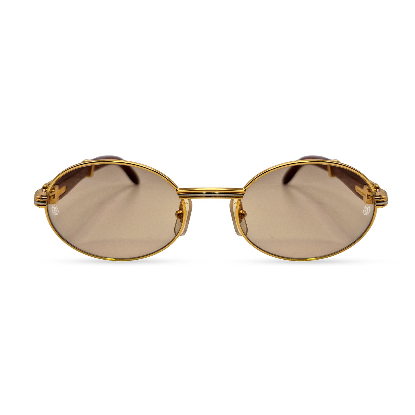 Cartier Giverny - 53-22 Gold Woods w/ Brown Oval Lenses - Authentic Sunglasses