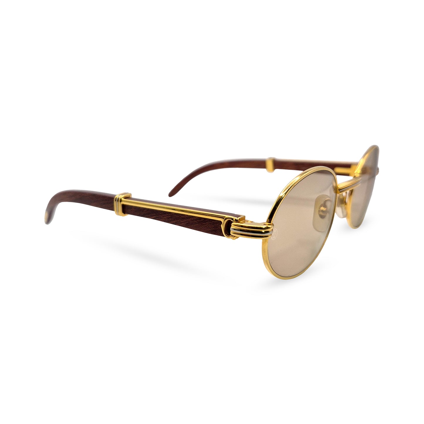 Cartier Giverny - 53-22 Gold Woods w/ Brown Oval Lenses - Authentic Sunglasses