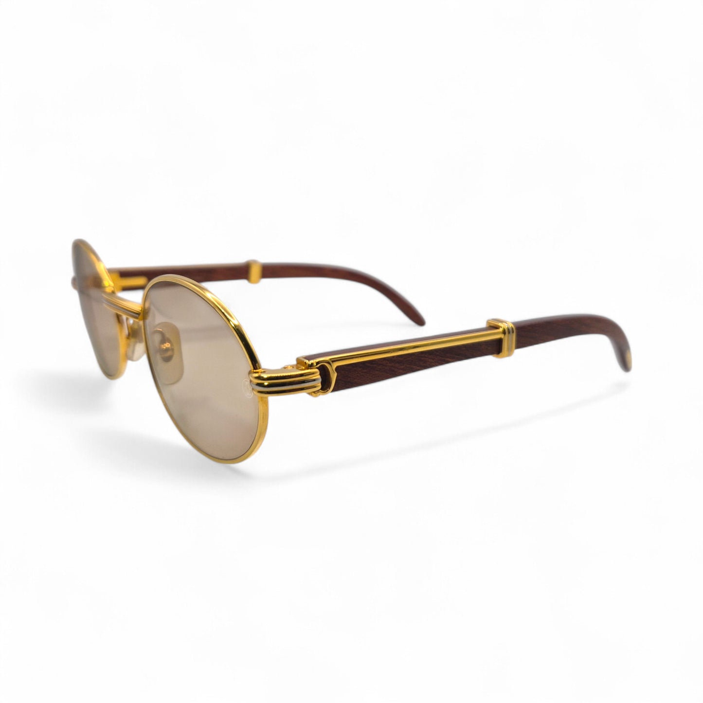 Cartier Giverny - 53-22 Gold Woods w/ Brown Oval Lenses - Authentic Sunglasses