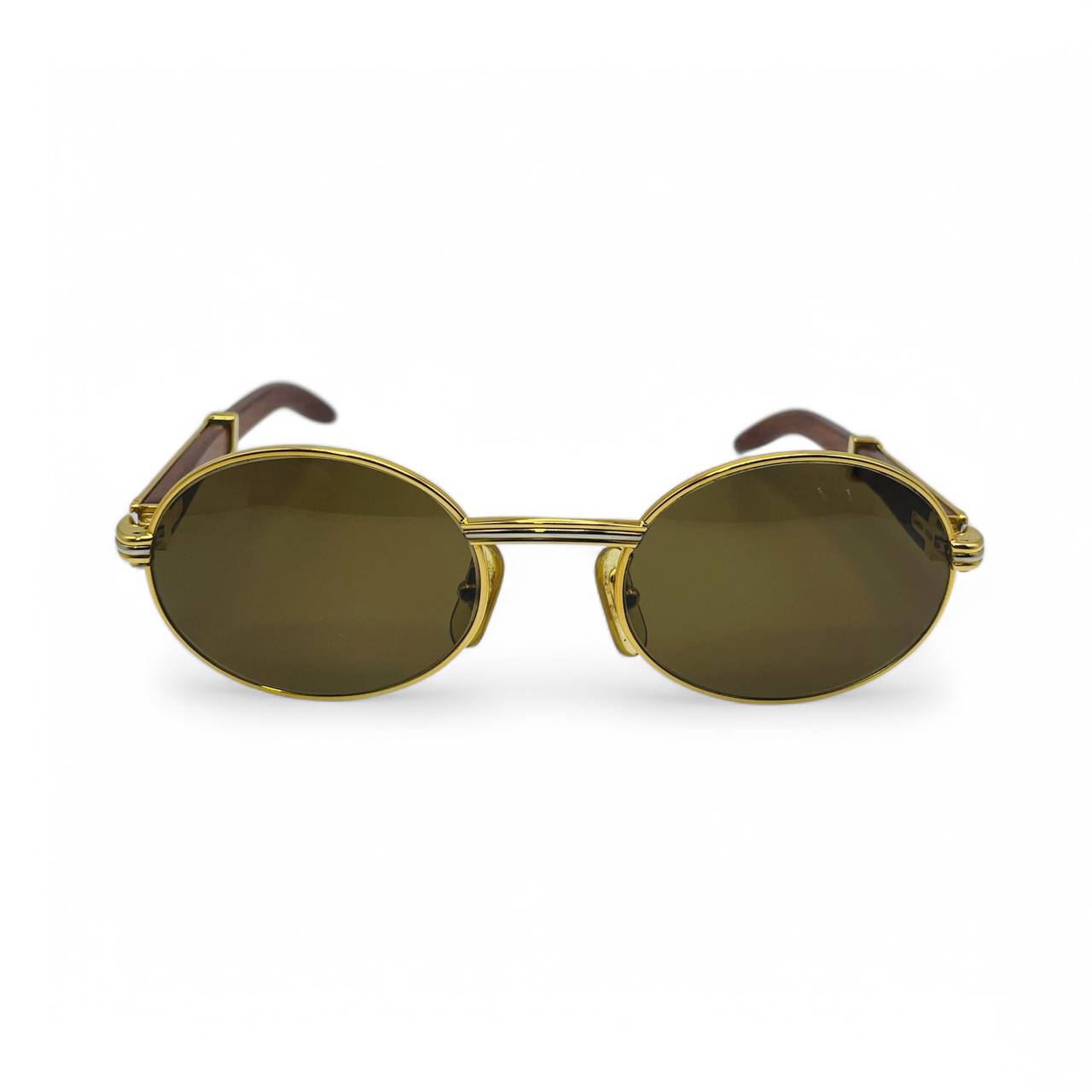 Cartier Giverny - 53-22 Gold Woods w/ Brown Oval Lenses - Authentic Sunglasses
