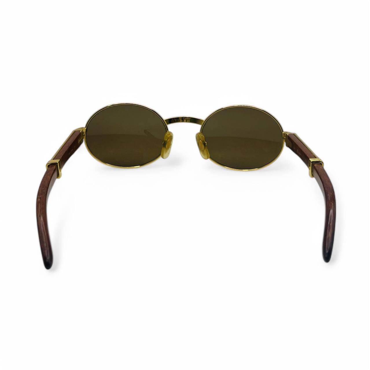 Cartier Giverny - 53-22 Gold Woods w/ Brown Oval Lenses - Authentic Sunglasses