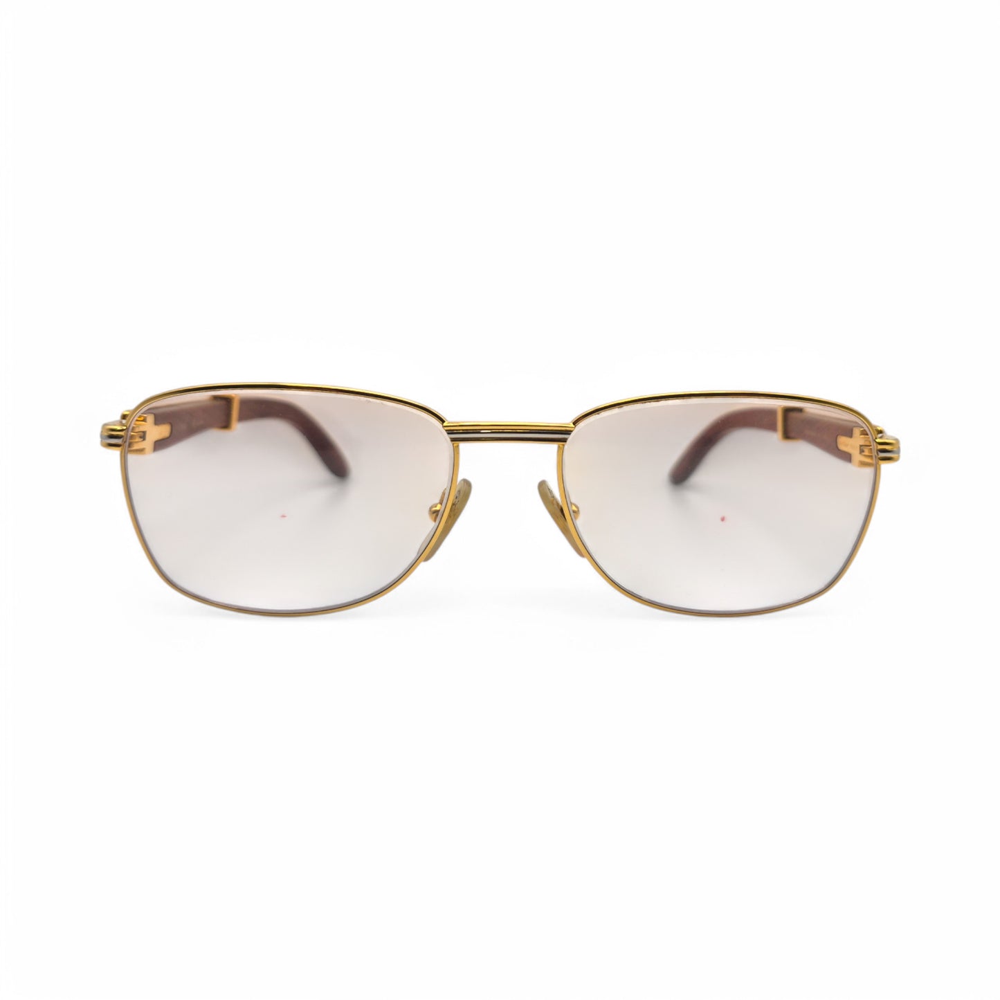 Cartier - Gold Woods w/ Light Brown Square Lenses - Authentic