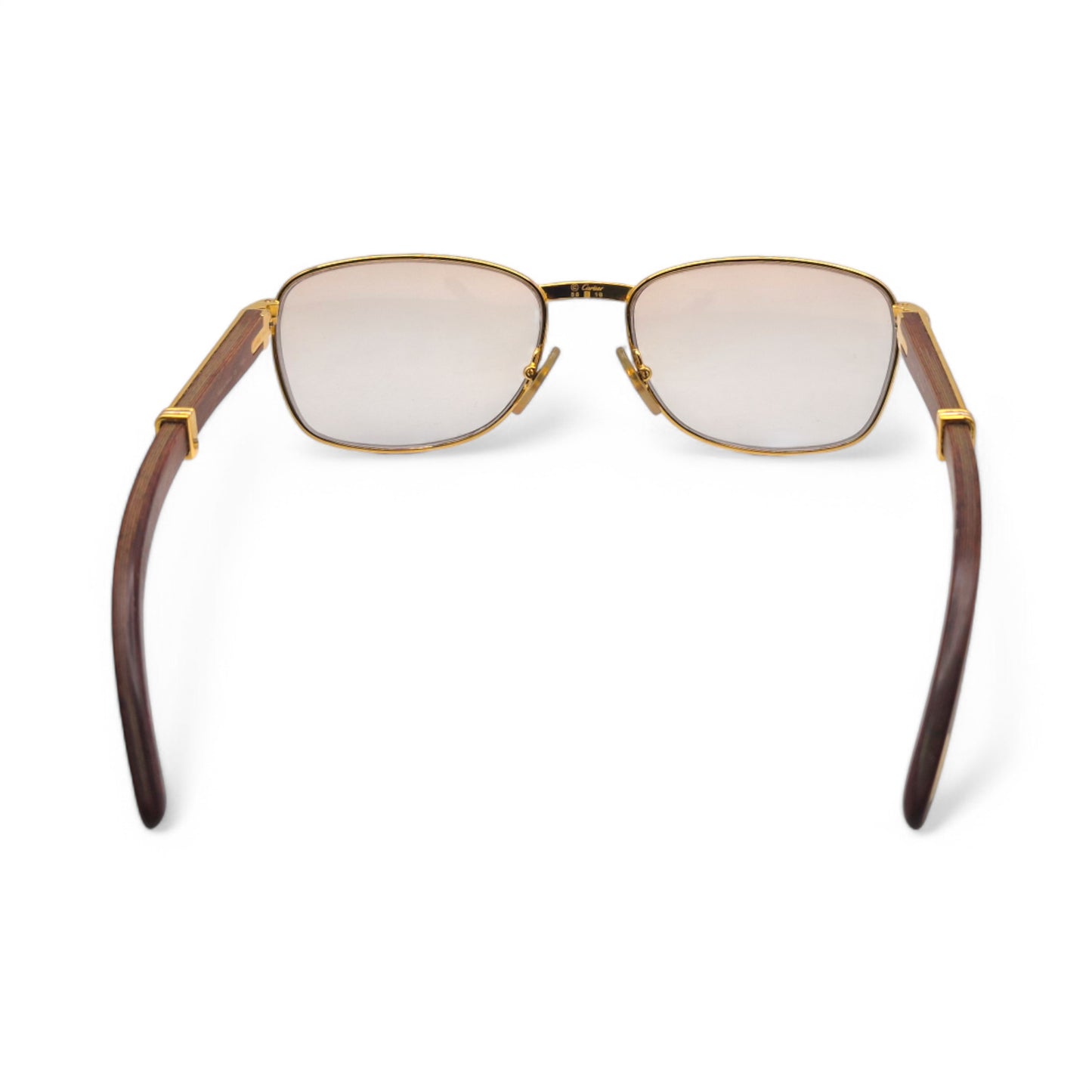 Authentic Cartier Amboise - Vintage Gold Woods Sunglasses w/ Light Brown Lenses (80s)