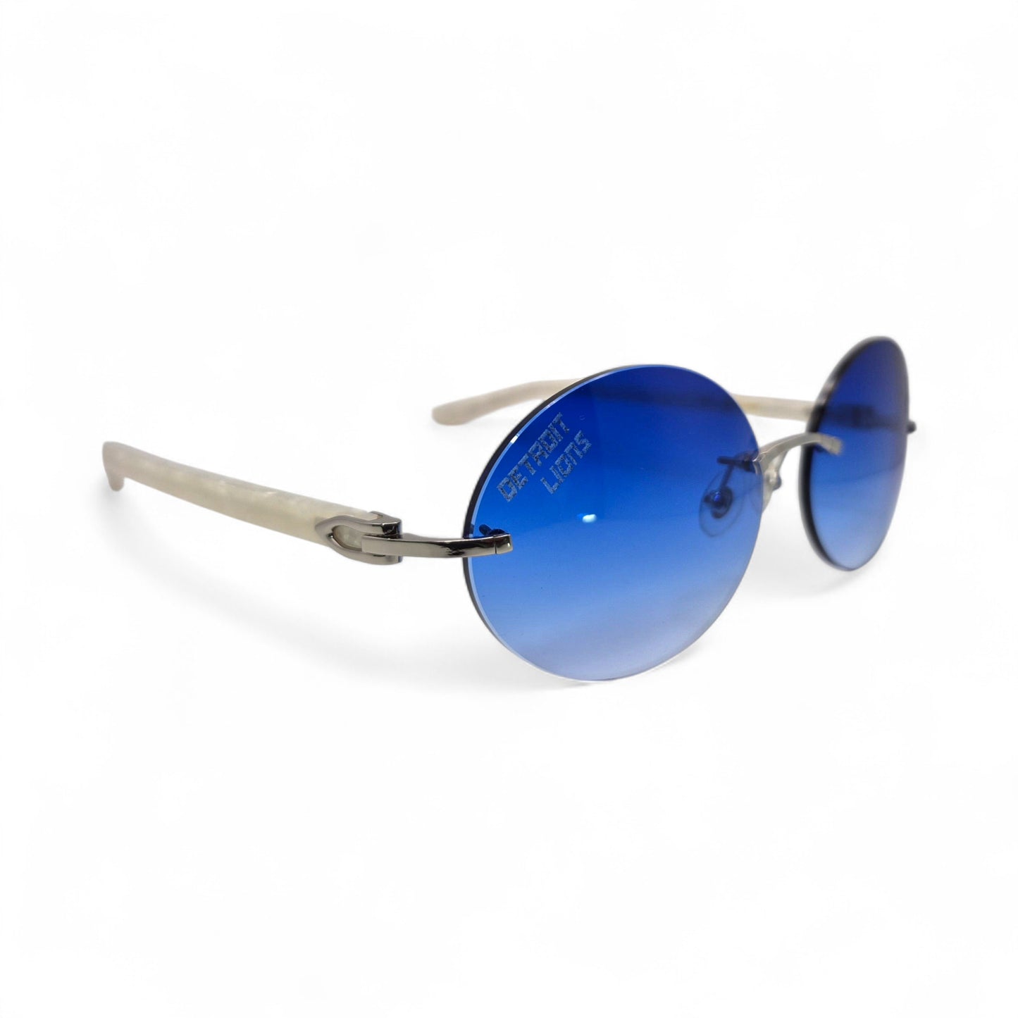 C Decor "Detroit Lions" - Silver Marbles/Buffs Sunglasses w/ Custom Cobalt Blue Lenses (2025)