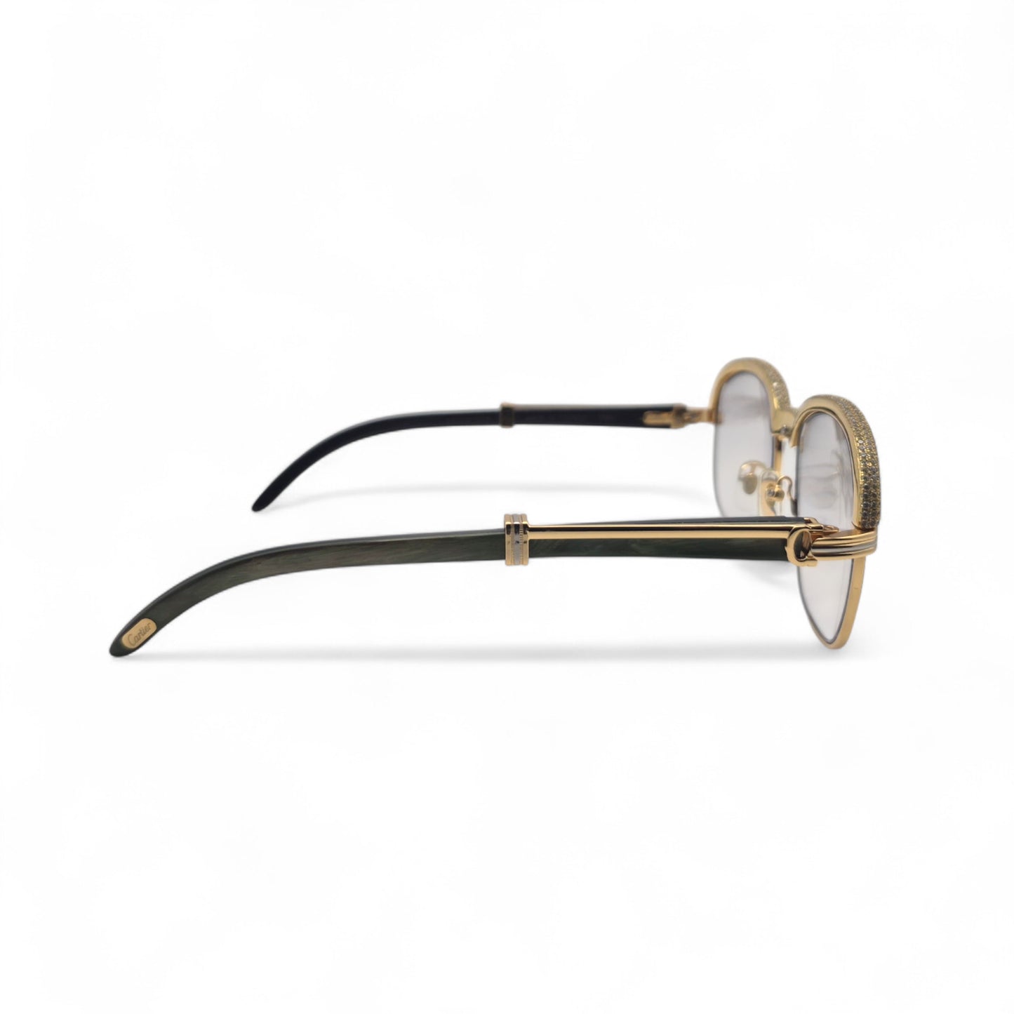 Malmaison - 56-16 Gold Green Woods Sunglasses w/ Diamond Frame & Light Gray Lenses
