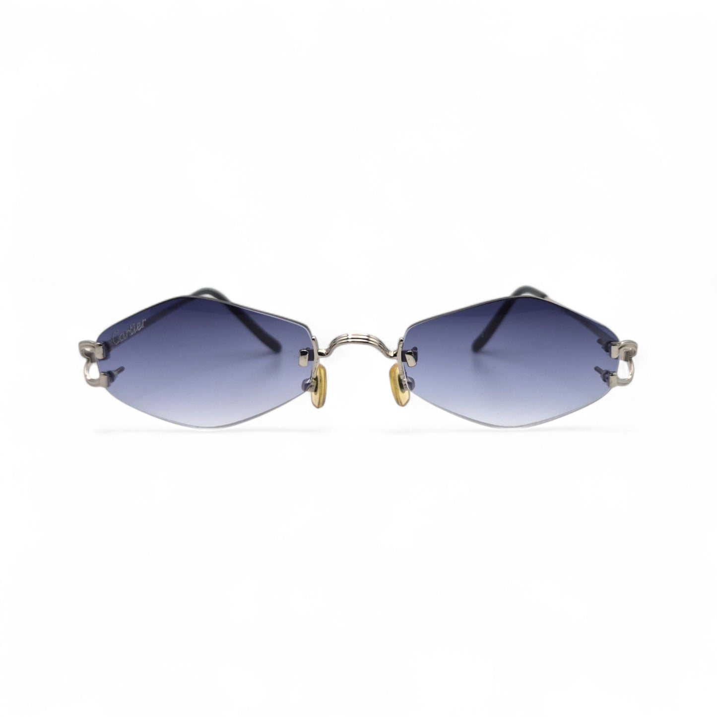 Authentic Cartier C Decor Soho - Platinum Wires Sunglasses w/ Smoke Gray/Blue Lenses (2000s)