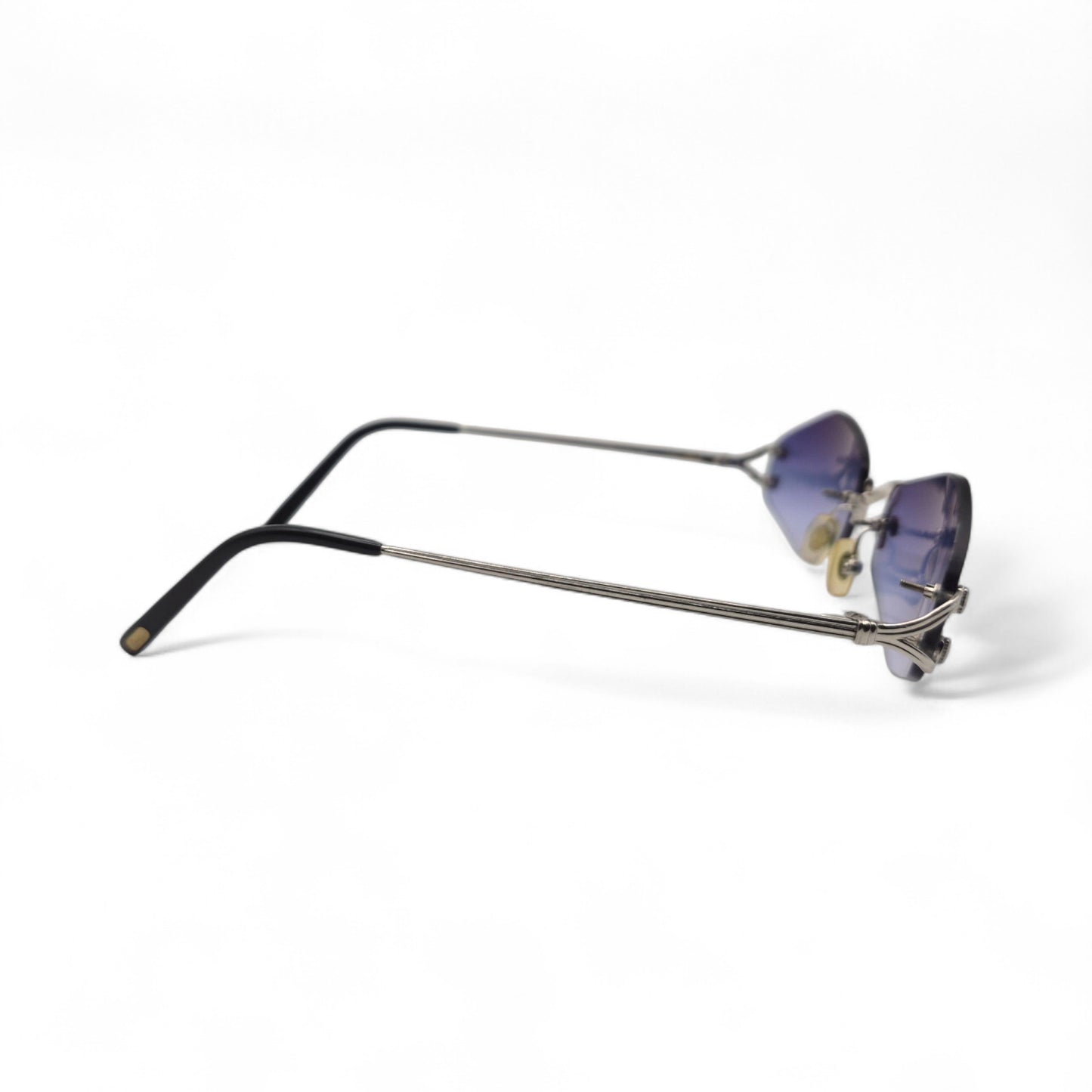 Authentic Cartier C Decor Soho - Platinum Wires Sunglasses w/ Smoke Gray/Blue Lenses (2000s)