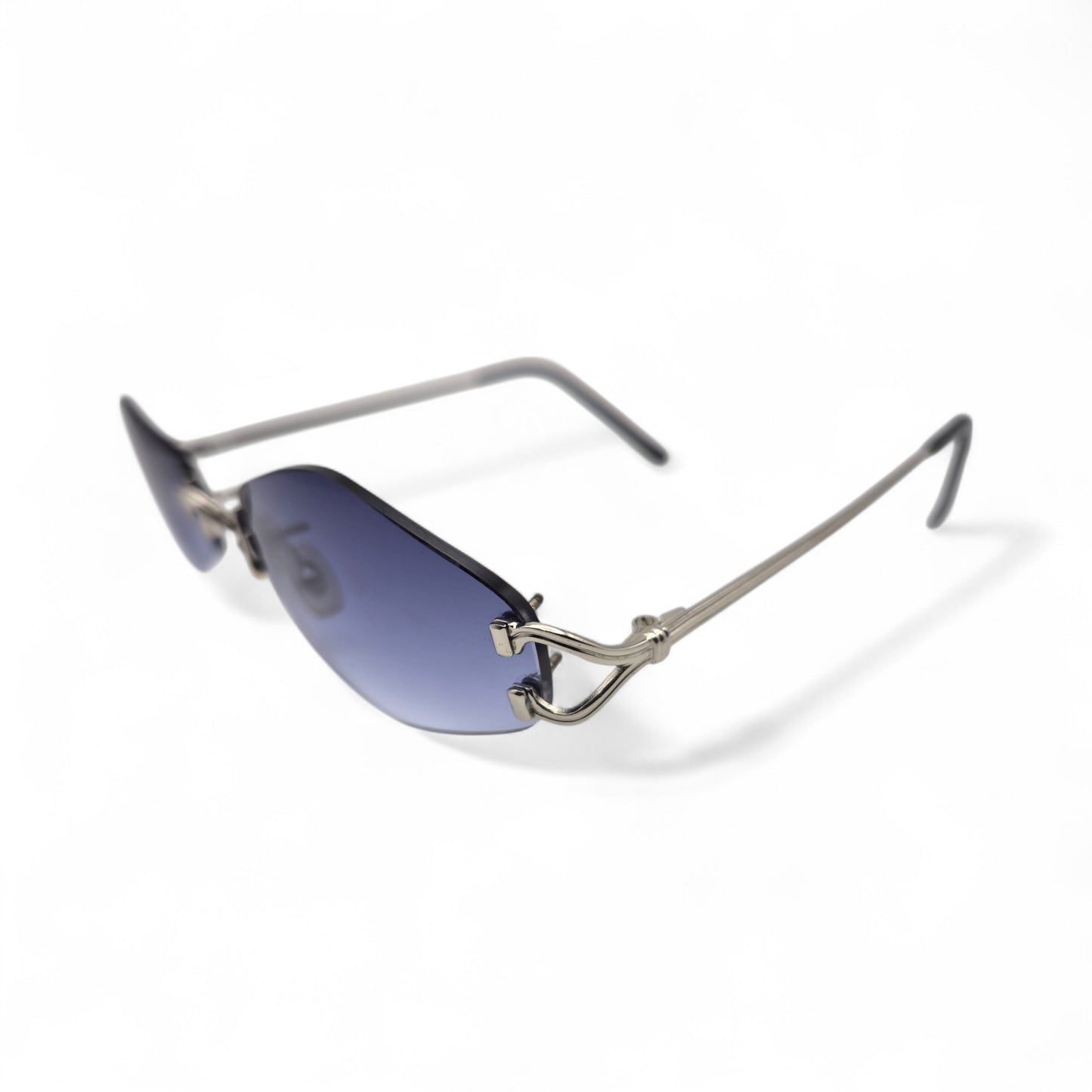 Authentic Cartier C Decor Soho - Platinum Wires Sunglasses w/ Smoke Gray/Blue Lenses (2000s)
