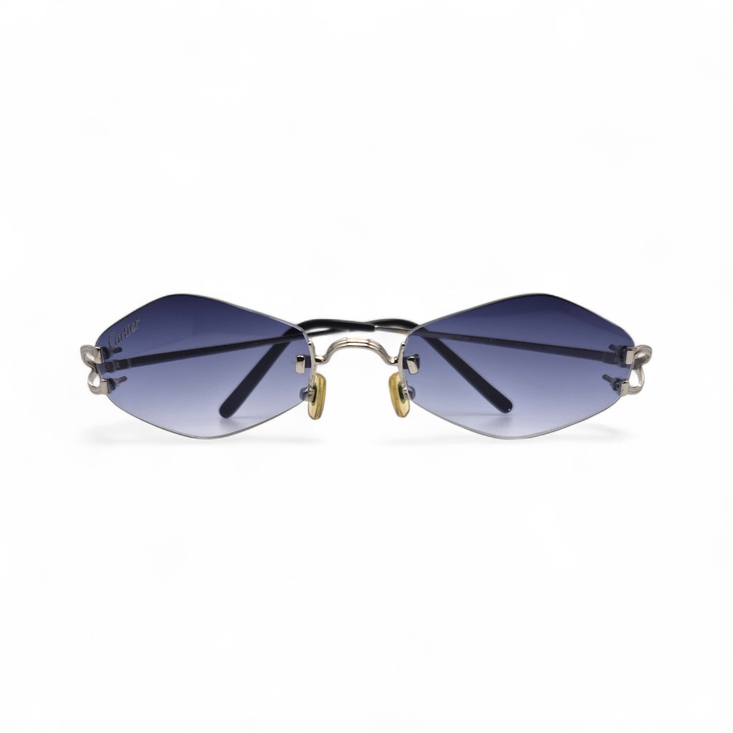 Authentic Cartier C Decor Soho - Platinum Wires Sunglasses w/ Smoke Gray/Blue Lenses (2000s)