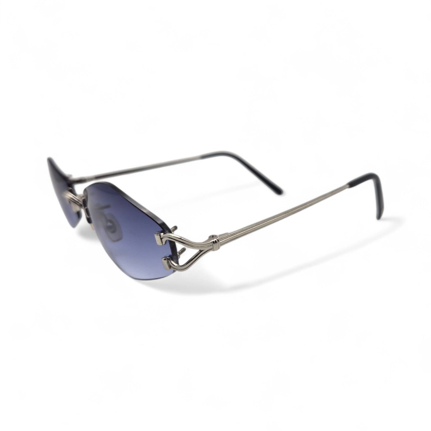 Authentic Cartier C Decor Soho - Platinum Wires Sunglasses w/ Smoke Gray/Blue Lenses (2000s)