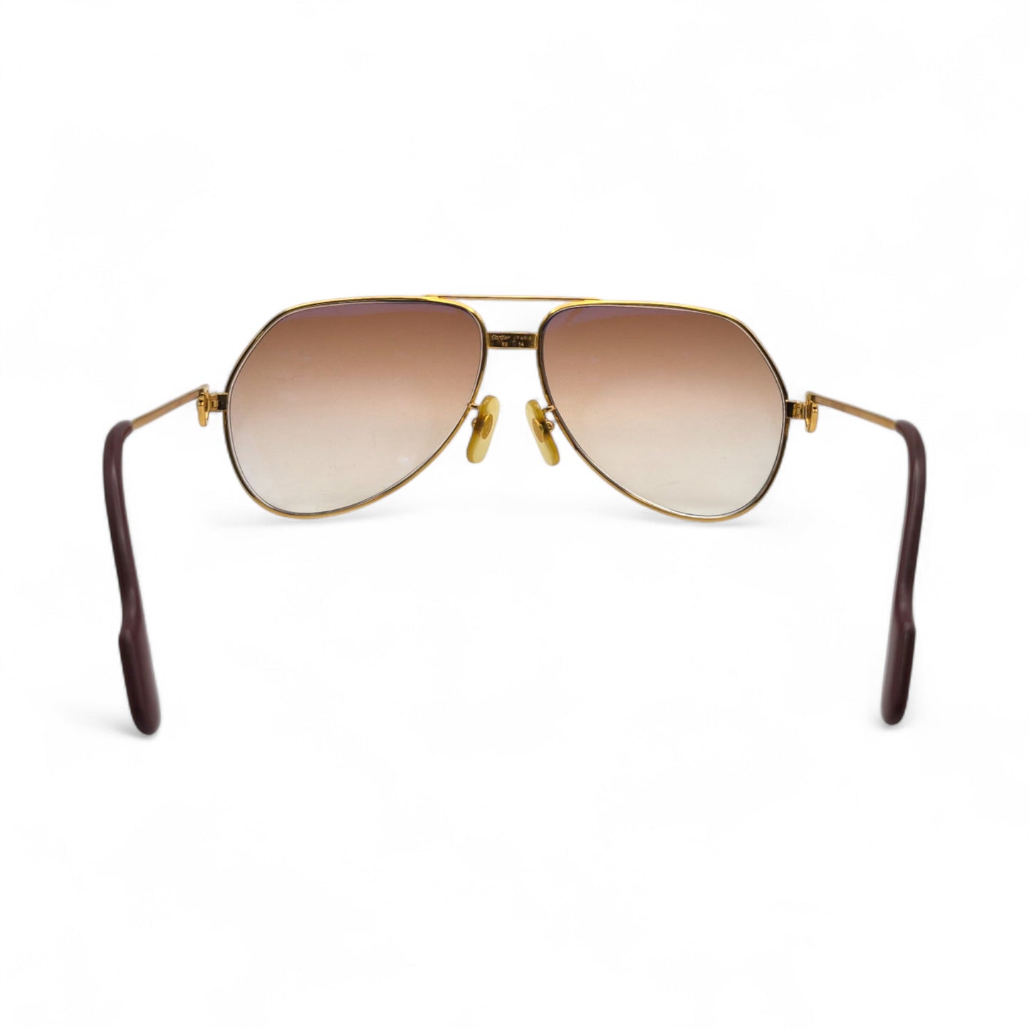 Authentic Cartier Santos (Aviators) - Gold Wires Sunglasses w/ Hennessy Brown Faded Lenses