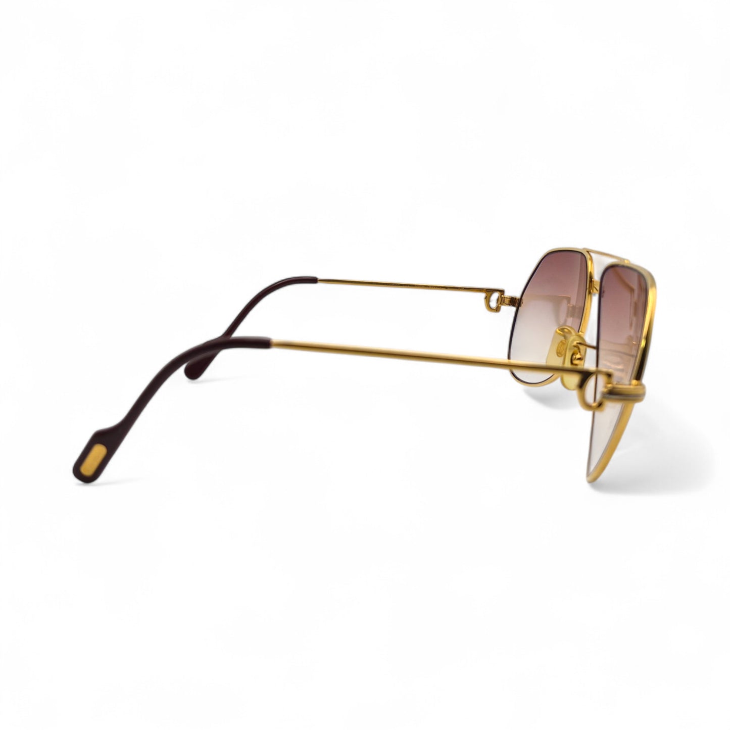 Authentic Cartier Santos (Aviators) - Gold Wires Sunglasses w/ Hennessy Brown Faded Lenses